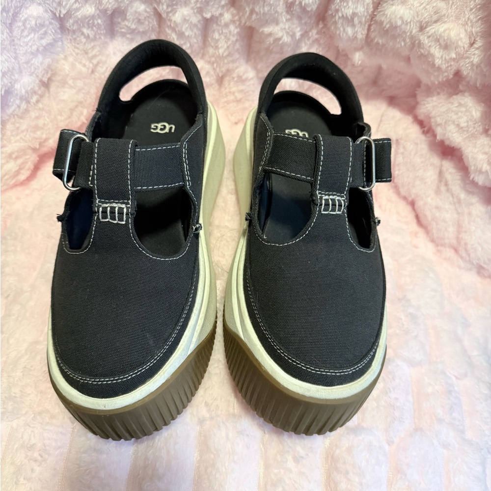 UGG Black Canvas Platform Shoes